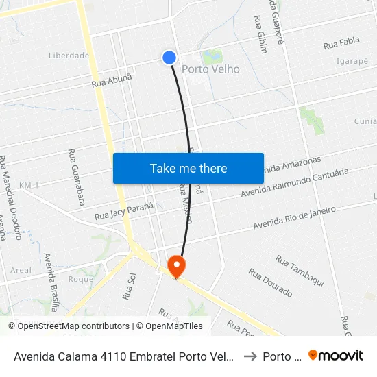 Avenida Calama 4110 Embratel Porto Velho - Ro 78905-230 Brasil to Porto Velho map