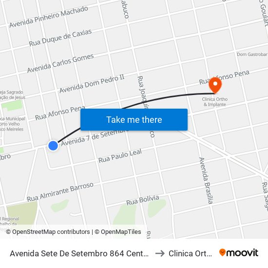 Avenida Sete De Setembro 864 Centro Porto Velho - Ro 78916-000 Brasil to Clinica Ortho & Implante map
