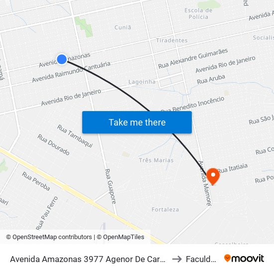 Avenida Amazonas 3977 Agenor De Carvalho Porto Velho - Ro 76820-260 Brasil to Faculdade Uniron map