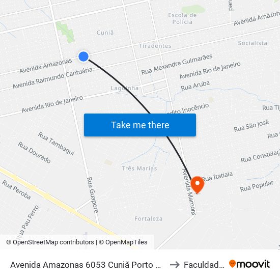 Avenida Amazonas 6053 Cuniã Porto Velho - Ro 78909-560 Brasil to Faculdade Uniron map