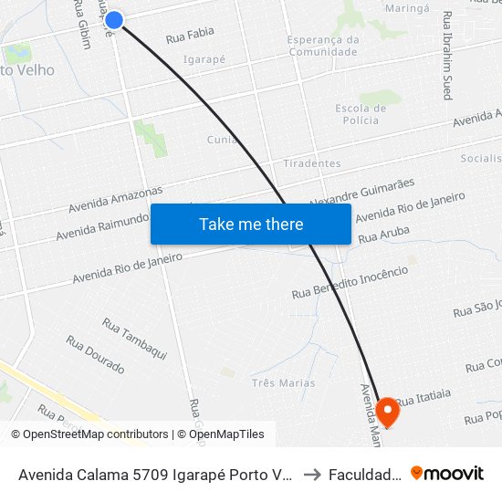 Avenida Calama 5709 Igarapé Porto Velho - Ro 78908-010 Brasil to Faculdade Uniron map