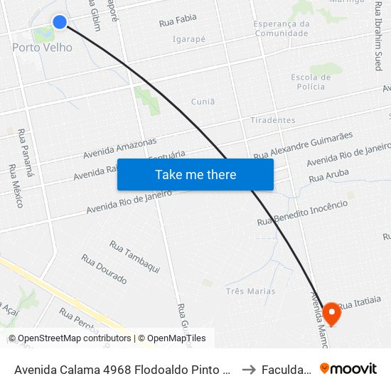 Avenida Calama 4968 Flodoaldo Pinto Porto Velho - Ro 78908-010 Brasil to Faculdade Uniron map