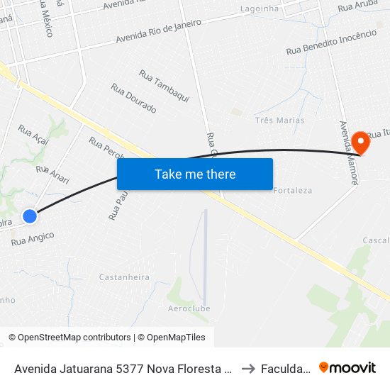 Avenida Jatuarana 5377 Nova Floresta Porto Velho - Ro 78911-310 Brasil to Faculdade Uniron map