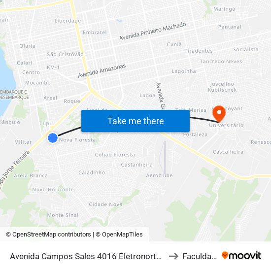 Avenida Campos Sales 4016 Eletronorte Porto Velho - Ro 76808-644 Brasil to Faculdade Uniron map