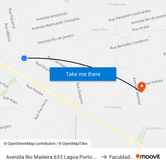 Avenida Rio Madeira 633 Lagoa Porto Velho - Ro 78906-520 Brasil to Faculdade Uniron map