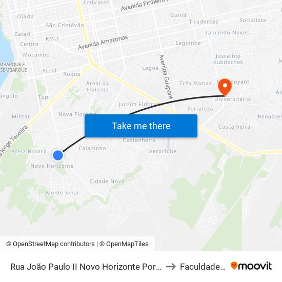 Rua João Paulo II Novo Horizonte Porto Velho - Ro Brasil to Faculdade Uniron map