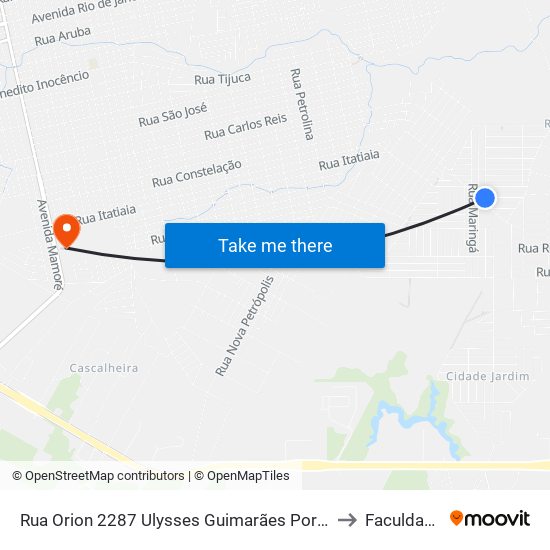 Rua Orion 2287 Ulysses Guimarães Porto Velho - Ro 76813-868 Brasil to Faculdade Uniron map