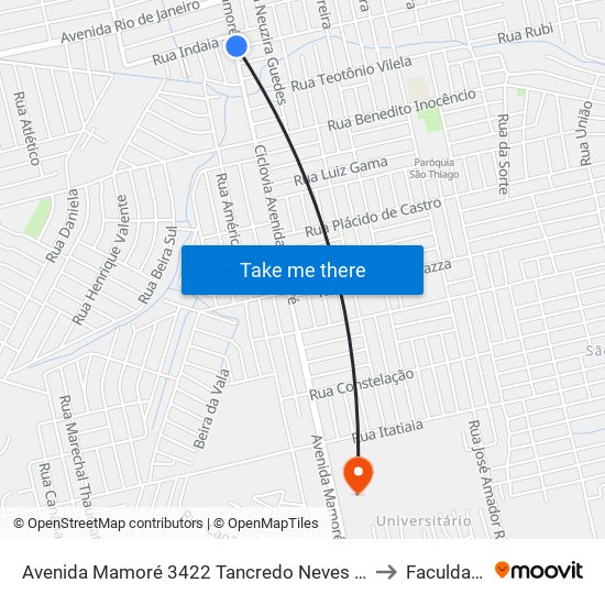 Avenida Mamoré 3422 Tancredo Neves Porto Velho - Ro 78910-541 Brasil to Faculdade Uniron map