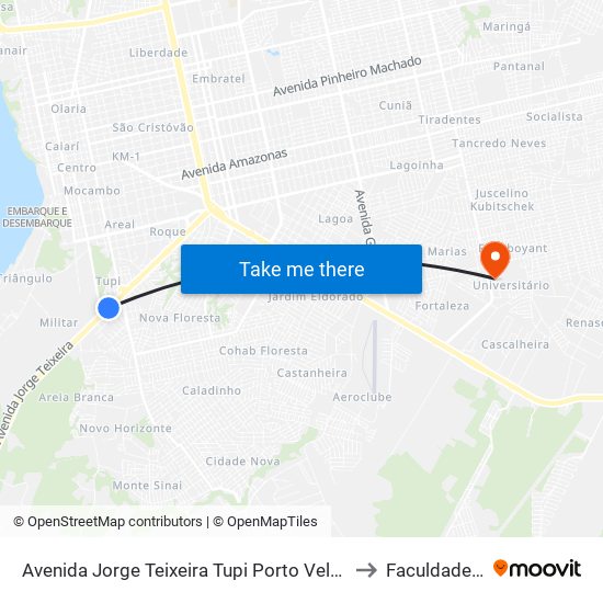 Avenida Jorge Teixeira Tupi Porto Velho - Rondônia Brasil to Faculdade Uniron map