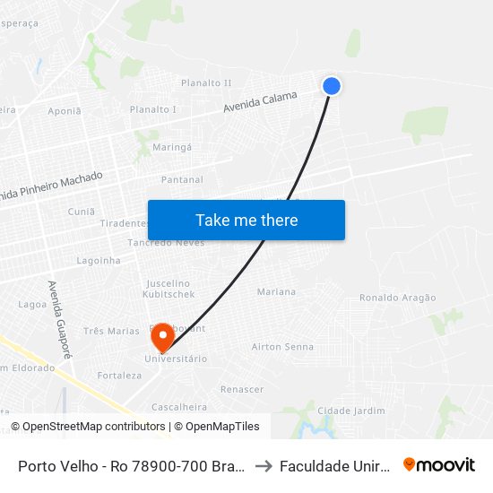 Porto Velho - Ro 78900-700 Brasil to Faculdade Uniron map