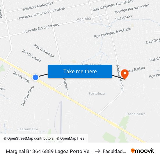 Marginal Br 364 6889 Lagoa Porto Velho - Rondônia Brasil to Faculdade Uniron map