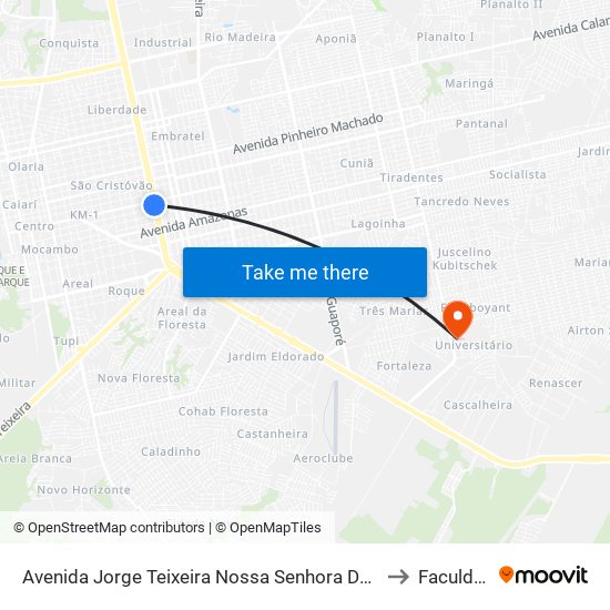 Avenida Jorge Teixeira Nossa Senhora Das Graças Porto Velho - Ro 78915-160 Brasil to Faculdade Uniron map