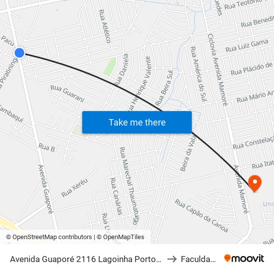 Avenida Guaporé 2116 Lagoinha Porto Velho - Ro 78910-331 Brasil to Faculdade Uniron map