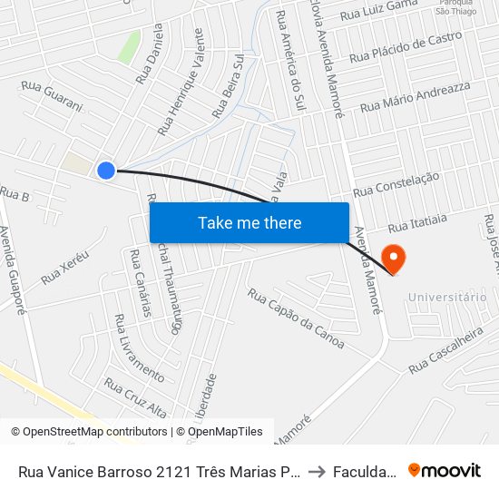 Rua Vanice Barroso 2121 Três Marias Porto Velho - Ro 76812-658 Brasil to Faculdade Uniron map