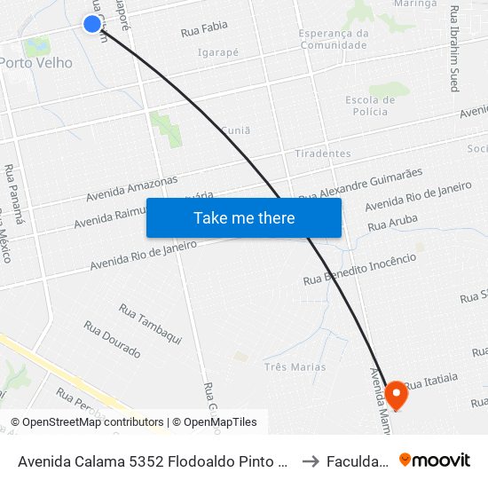 Avenida Calama 5352 Flodoaldo Pinto Porto Velho - Ro 78908-010 Brasil to Faculdade Uniron map