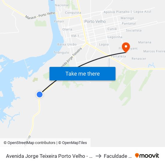 Avenida Jorge Teixeira Porto Velho - Rondônia Brasil to Faculdade Uniron map