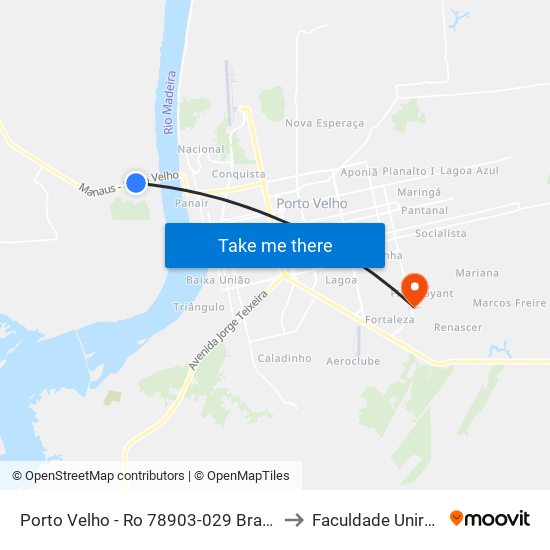 Porto Velho - Ro 78903-029 Brasil to Faculdade Uniron map