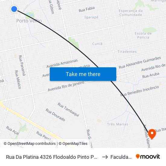 Rua Da Platina 4326 Flodoaldo Pinto Porto Velho - Ro 76820-696 Brasil to Faculdade Uniron map