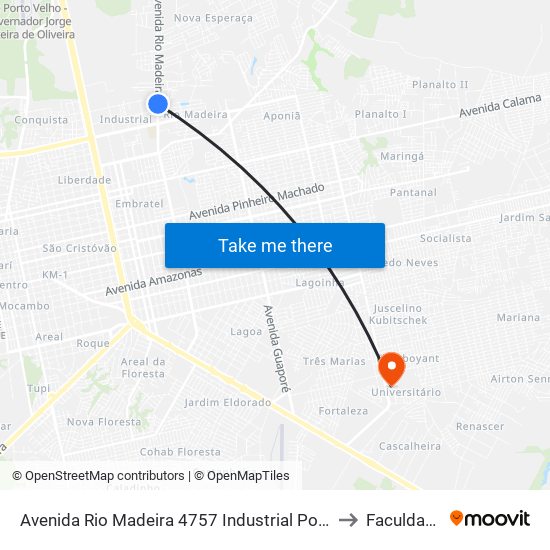 Avenida Rio Madeira 4757 Industrial Porto Velho - Ro 78905-050 Brasil to Faculdade Uniron map
