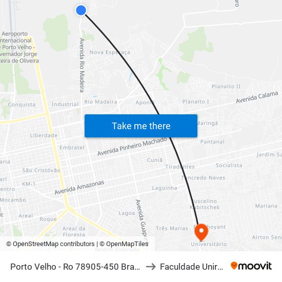 Porto Velho - Ro 78905-450 Brasil to Faculdade Uniron map
