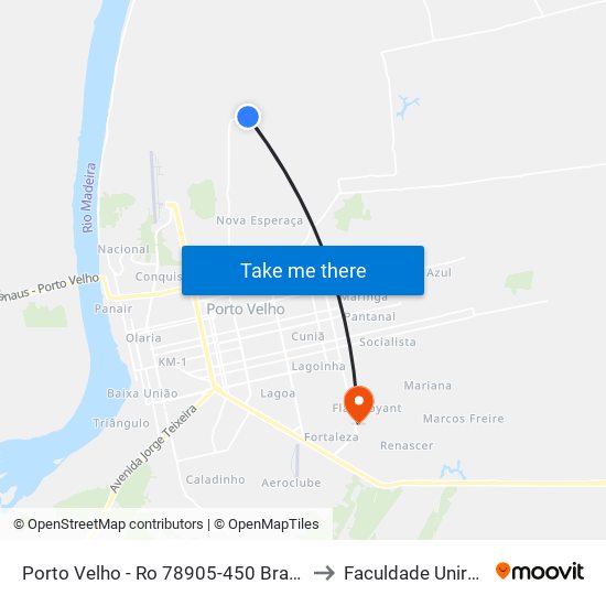 Porto Velho - Ro 78905-450 Brasil to Faculdade Uniron map