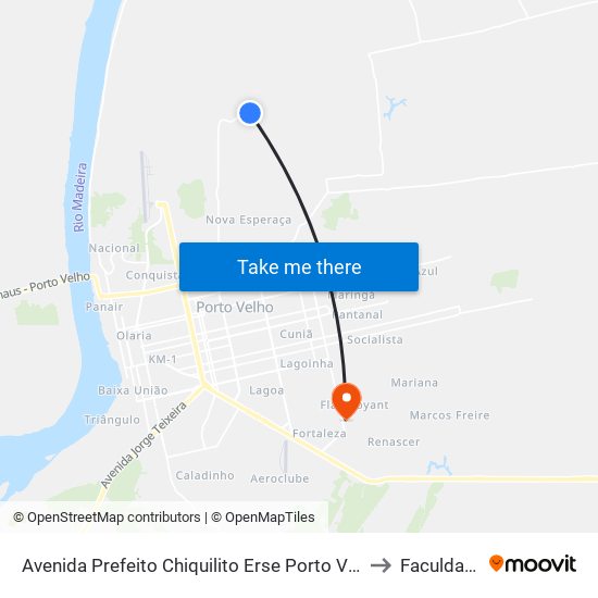 Avenida Prefeito Chiquilito Erse Porto Velho - Rondônia 76800-000 Brasil to Faculdade Uniron map