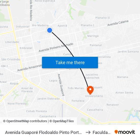 Avenida Guaporé Flodoaldo Pinto Porto Velho - Ro 78908-711 Brasil to Faculdade Uniron map