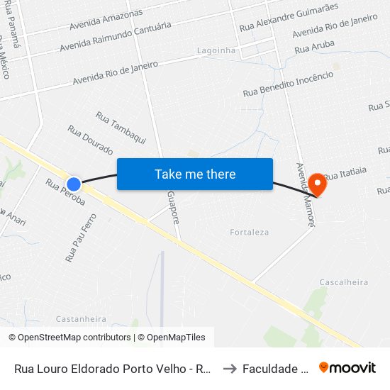 Rua Louro Eldorado Porto Velho - Rondônia Brasil to Faculdade Uniron map