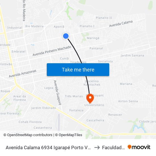 Avenida Calama 6934 Igarapé Porto Velho - Ro 78908-010 Brasil to Faculdade Uniron map