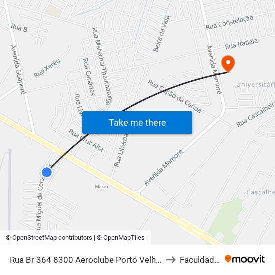Rua Br 364 8300 Aeroclube Porto Velho - Rondônia 76811 Brasil to Faculdade Uniron map