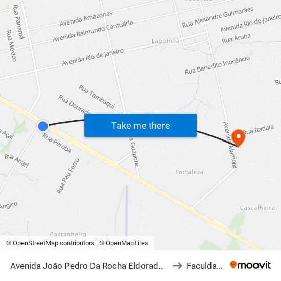 Avenida João Pedro Da Rocha Eldorado Porto Velho - Rondônia Brasil to Faculdade Uniron map