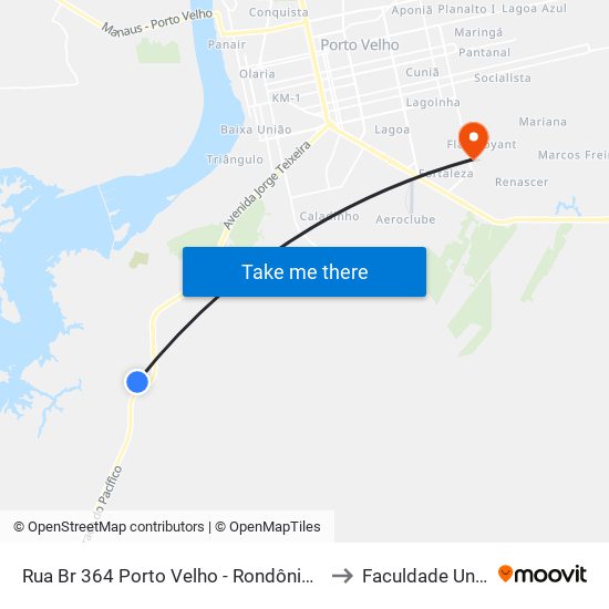 Rua Br 364 Porto Velho - Rondônia Brasil to Faculdade Uniron map