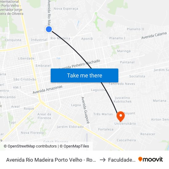 Avenida Rio Madeira Porto Velho - Rondônia 76831 Brasil to Faculdade Uniron map