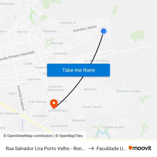 Rua Salvador Lira Porto Velho - Rondônia Brasil to Faculdade Uniron map