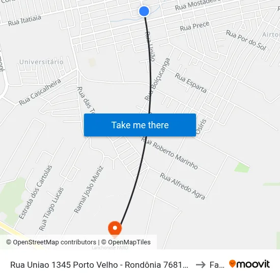 Rua Uniao 1345 Porto Velho - Rondônia 76813 Brasil to Faro map