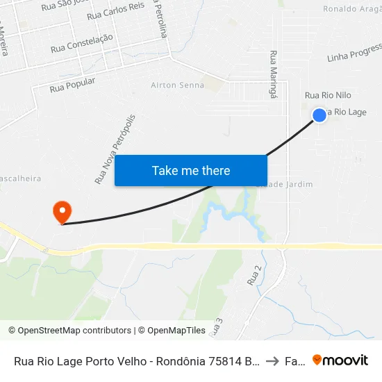 Rua Rio Lage Porto Velho - Rondônia 75814 Brasil to Faro map