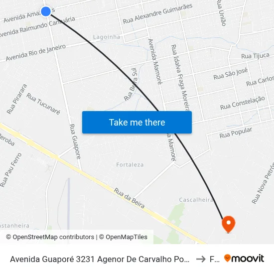 Avenida Guaporé 3231 Agenor De Carvalho Porto Velho - Ro 78910-331 Brasil to Faro map