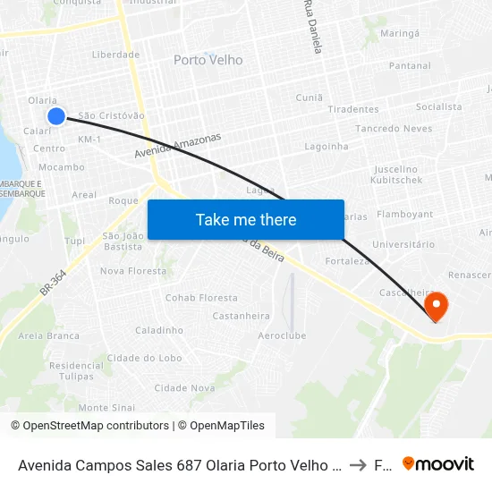 Avenida Campos Sales 687 Olaria Porto Velho - Ro 76801-243 Brasil to Faro map