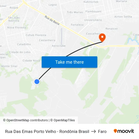 Rua Das Emas Porto Velho - Rondônia Brasil to Faro map