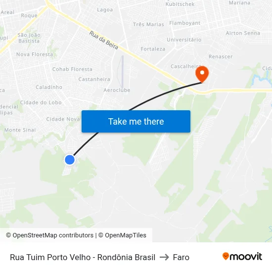 Rua Tuim Porto Velho - Rondônia Brasil to Faro map
