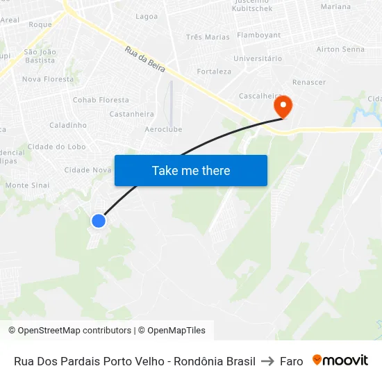 Rua Dos Pardais Porto Velho - Rondônia Brasil to Faro map