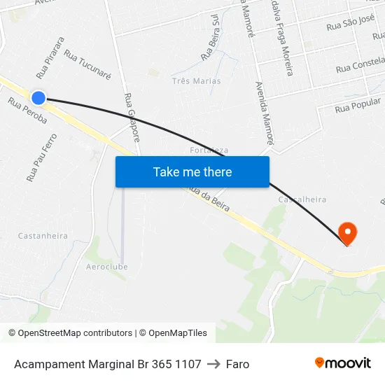 Acampament Marginal Br 365 1107 to Faro map