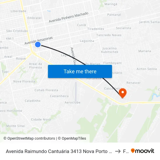 Avenida Raimundo Cantuária 3413 Nova Porto Velho Porto Velho - Ro 78906-550 Brasil to Faro map