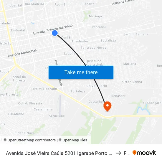 Avenida José Vieira Caúla 5201 Igarapé Porto Velho - Ro 78909-540 Brasil to Faro map