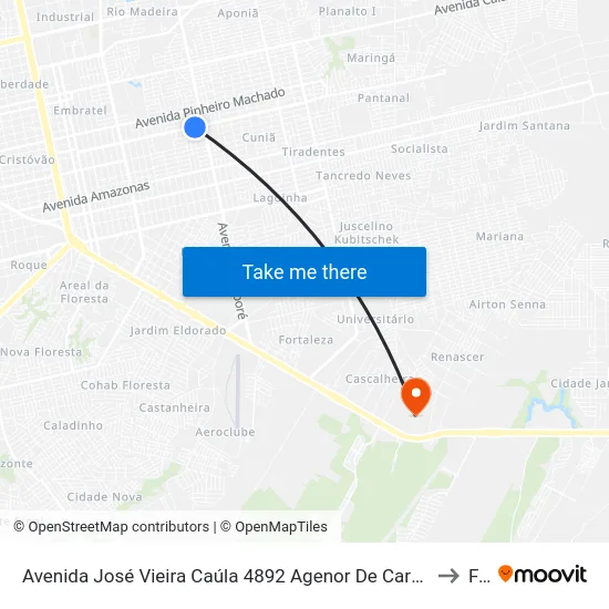 Avenida José Vieira Caúla 4892 Agenor De Carvalho Porto Velho - Ro 78909-490 Brasil to Faro map