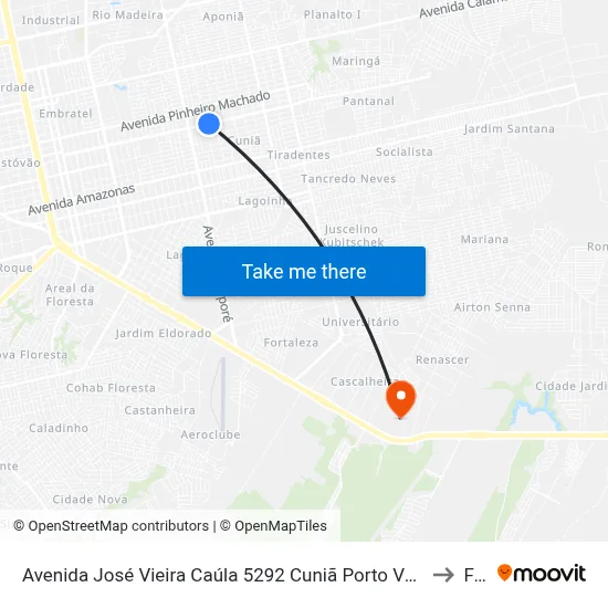 Avenida José Vieira Caúla 5292 Cuniã Porto Velho - Ro 78909-490 Brasil to Faro map