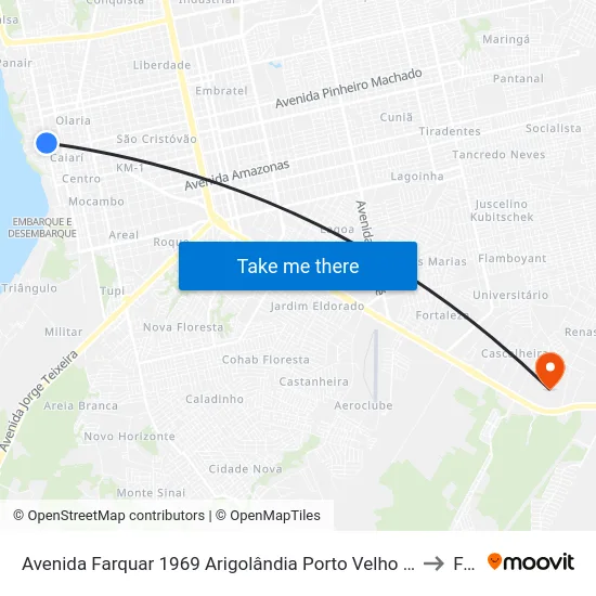 Avenida Farquar 1969 Arigolândia Porto Velho - Ro 78902-020 Brasil to Faro map