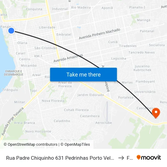Rua Padre Chiquinho 631 Pedrinhas Porto Velho - Rondônia Brasil to Faro map