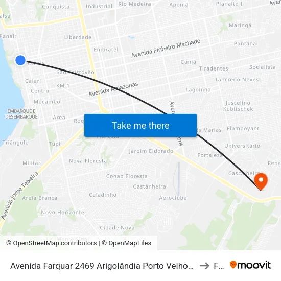 Avenida Farquar 2469 Arigolândia Porto Velho - Ro 76801-189 Brasil to Faro map