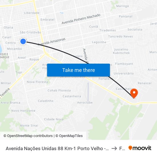 Avenida Nações Unidas 88 Km-1 Porto Velho - Ro 78916-710 Brasil to Faro map